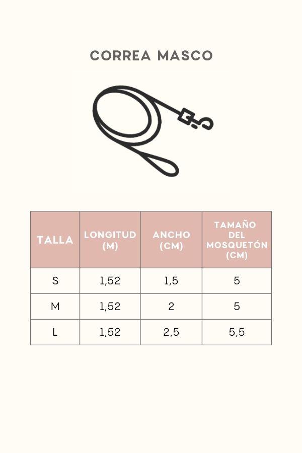 Guía de tallas correa Drop Masco